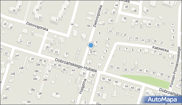 Sosnowiec, Zielonogórska, 4, mapa Sosnowca