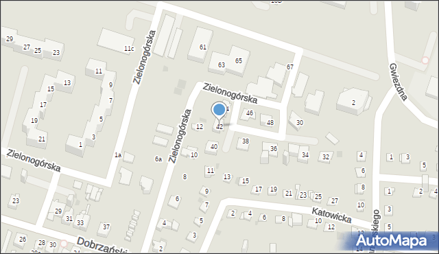 Sosnowiec, Zielonogórska, 42, mapa Sosnowca