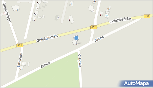 Środa Wielkopolska, Zielona, 9, mapa Środa Wielkopolska