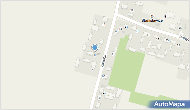 Stanisławice, Zielona, 9, mapa Stanisławice