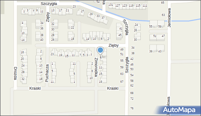 Stara Wieś, Zimorodka, 5, mapa Stara Wieś