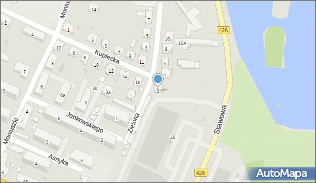 Strzelce Opolskie, Zielona, 2, mapa Strzelce Opolskie