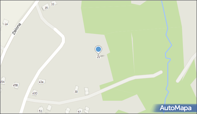 Strzyżów, Zielona, 21, mapa Strzyżów