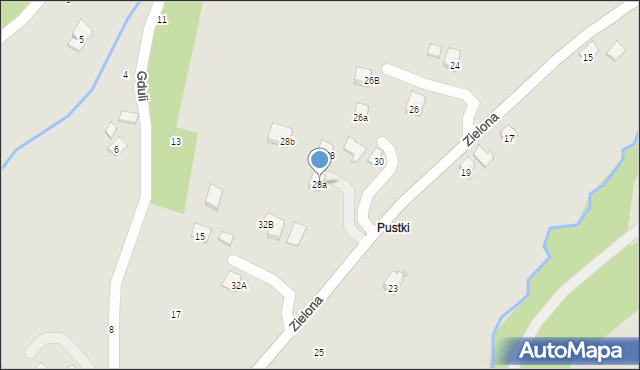 Strzyżów, Zielona, 28a, mapa Strzyżów