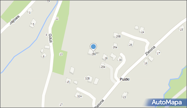 Strzyżów, Zielona, 28b, mapa Strzyżów