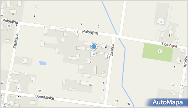 Studzianki, Zielona, 11, mapa Studzianki