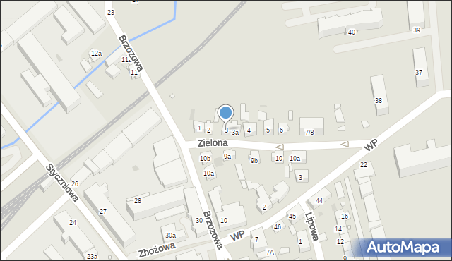 Sulechów, Zielona, 3, mapa Sulechów