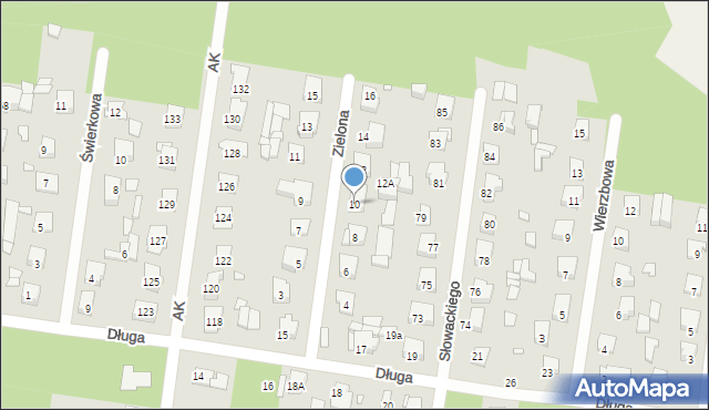 Sulejówek, Zielona, 10, mapa Sulejówek