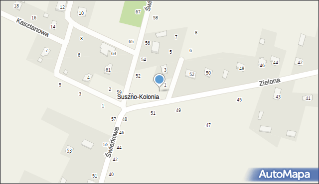 Suszno, Zielona, 54, mapa Suszno