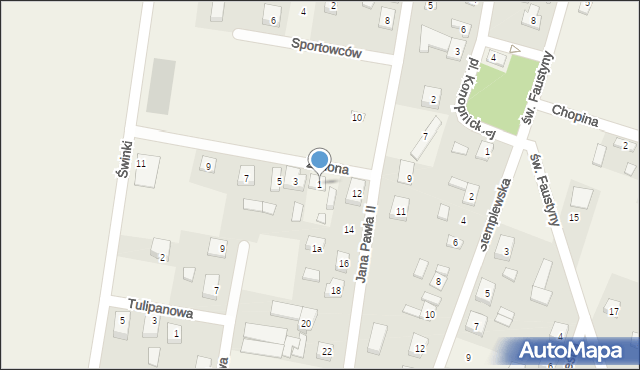 Świnice Warckie, Zielona, 1, mapa Świnice Warckie