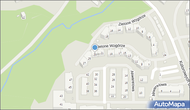 Szczecin, Zielone Wzgórze, 23, mapa Szczecina