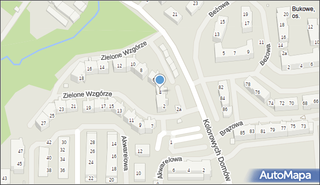Szczecin, Zielone Wzgórze, 4, mapa Szczecina