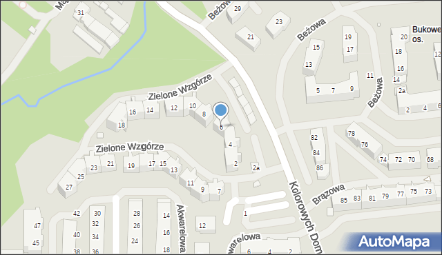 Szczecin, Zielone Wzgórze, 6, mapa Szczecina