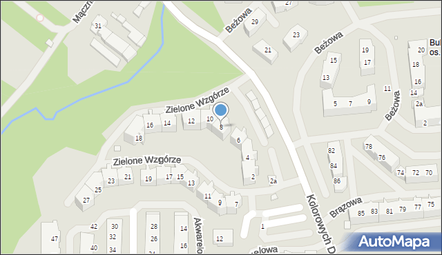 Szczecin, Zielone Wzgórze, 8, mapa Szczecina