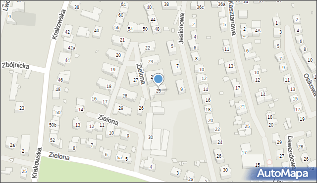 Szczecin, Zielona, 25, mapa Szczecina