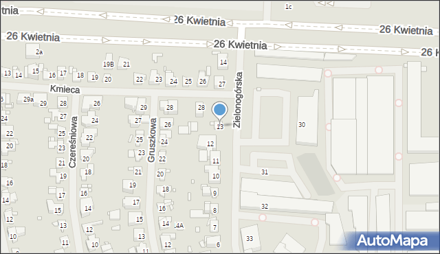 Szczecin, Zielonogórska, 13, mapa Szczecina