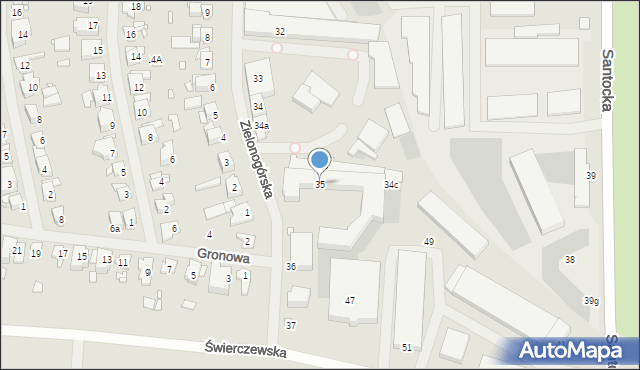 Szczecin, Zielonogórska, 35, mapa Szczecina
