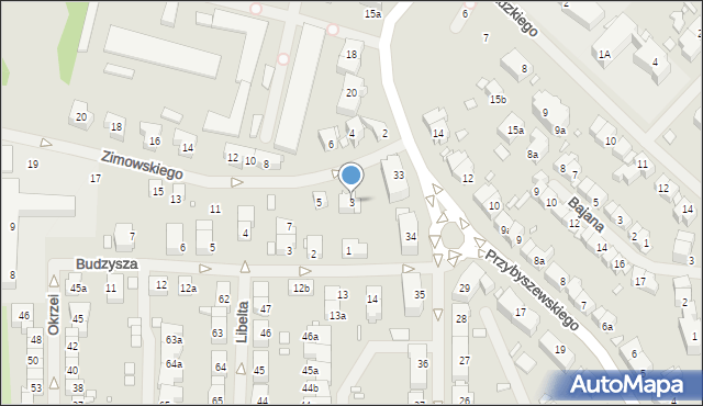 Szczecin, Zimowskiego Jerzego, 3, mapa Szczecina