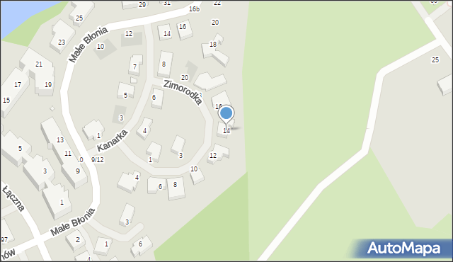 Szczecin, Zimorodka, 14, mapa Szczecina
