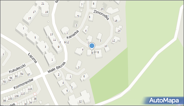 Szczecin, Zimorodka, 6, mapa Szczecina