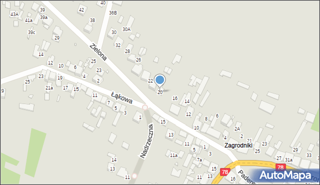 Szczekociny, Zielona, 20, mapa Szczekociny