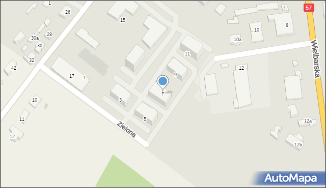 Szczytno, Zielona, 7, mapa Szczytno