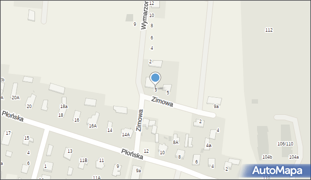 Szerominek, Zimowa, 3, mapa Szerominek