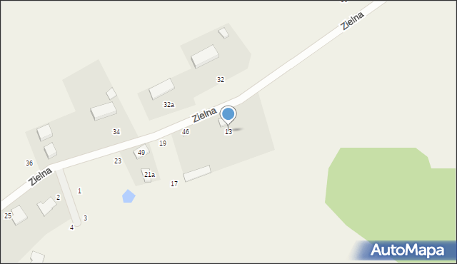 Szklana Góra, Zielna, 13, mapa Szklana Góra