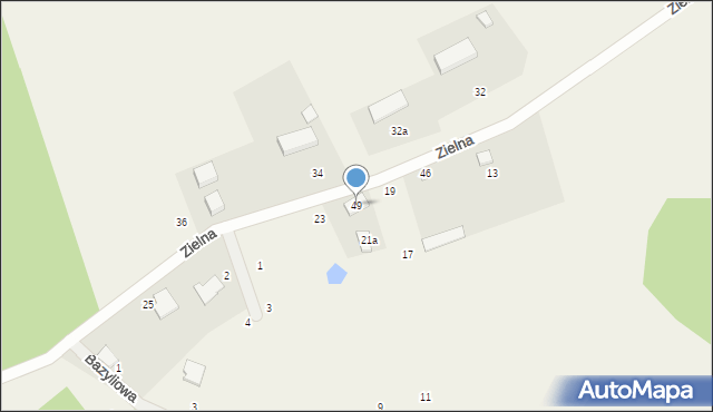 Szklana Góra, Zielna, 21, mapa Szklana Góra