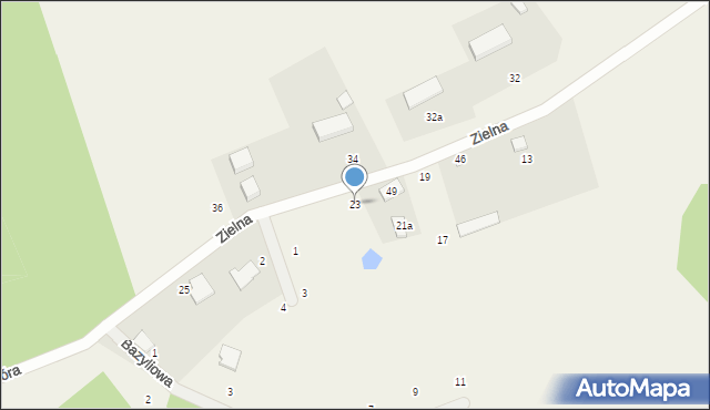 Szklana Góra, Zielna, 23, mapa Szklana Góra