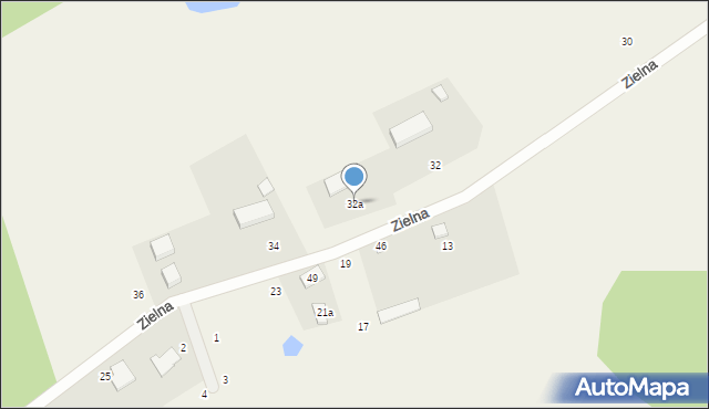 Szklana Góra, Zielna, 32a, mapa Szklana Góra