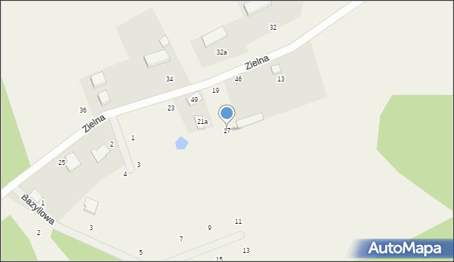 Szklana Góra, Zielna, 17, mapa Szklana Góra