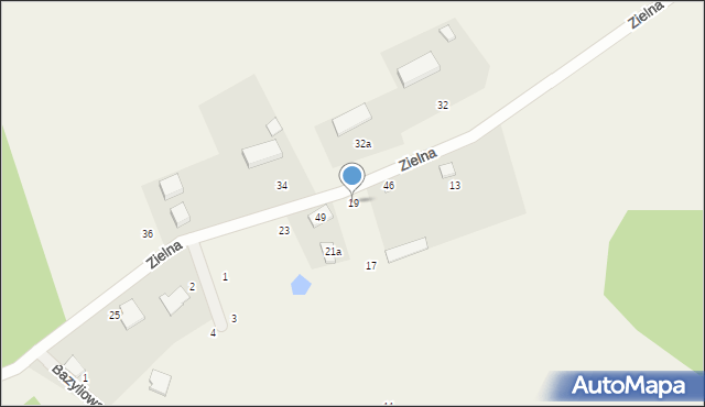Szklana Góra, Zielna, 19, mapa Szklana Góra