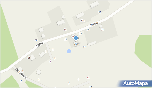 Szklana Góra, Zielna, 21a, mapa Szklana Góra