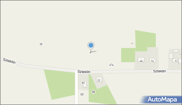 Szteklin, Zielonogórska, 47, mapa Szteklin