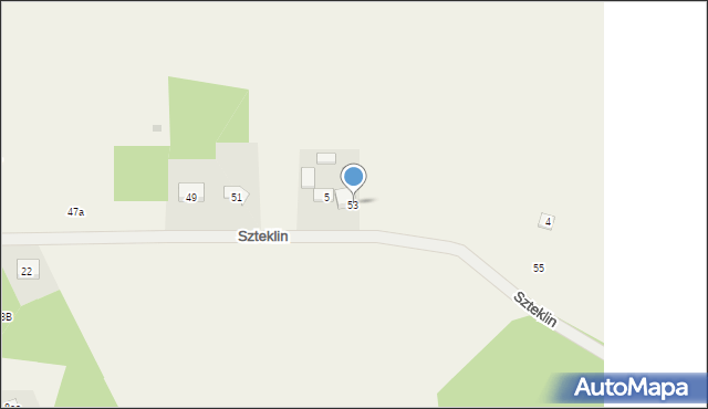 Szteklin, Zielonogórska, 53, mapa Szteklin