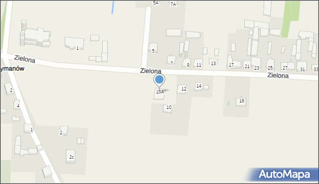 Szymanów, Zielona, 10A, mapa Szymanów