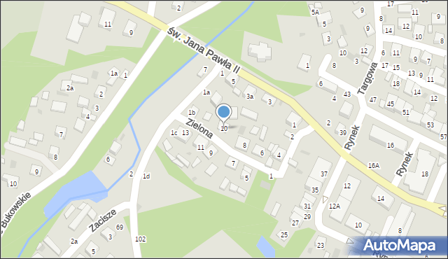 Tarnogród, Zielona, 10, mapa Tarnogród