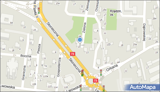 Tarnów, Zielona, 10, mapa Tarnów