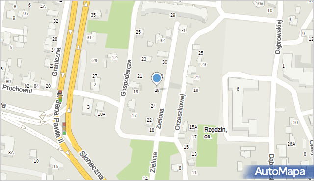 Tarnów, Zielona, 26, mapa Tarnów