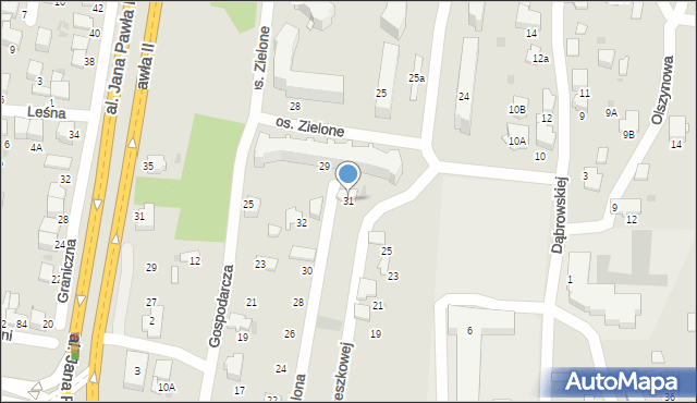 Tarnów, Zielona, 31, mapa Tarnów