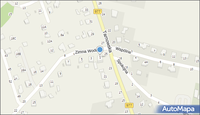 Tarnowiec, Zimna Woda, 1, mapa Tarnowiec