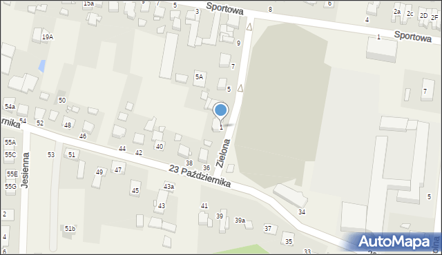 Tarnowo Podgórne, Zielona, 1, mapa Tarnowo Podgórne