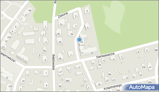 Tczew, Zielona, 7, mapa Tczew