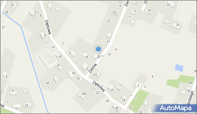 Tenczynek, Zielna, 14, mapa Tenczynek