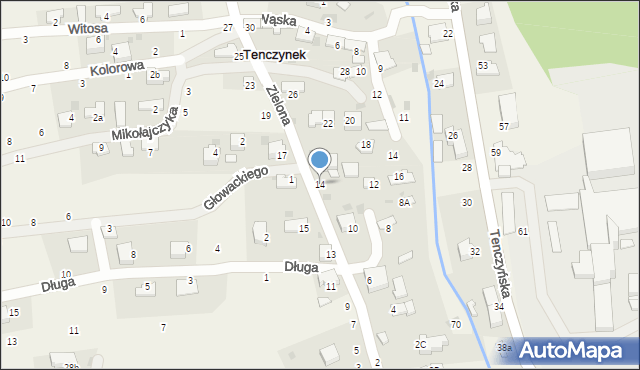 Tenczynek, Zielona, 14, mapa Tenczynek