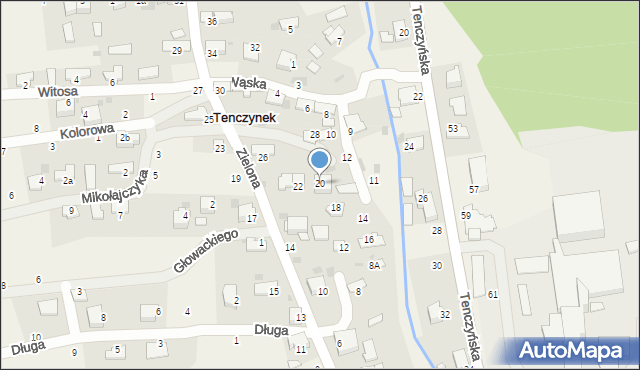 Tenczynek, Zielona, 20, mapa Tenczynek