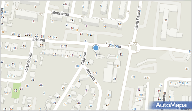 Tomaszów Mazowiecki, Zielona, 3, mapa Tomaszów Mazowiecki