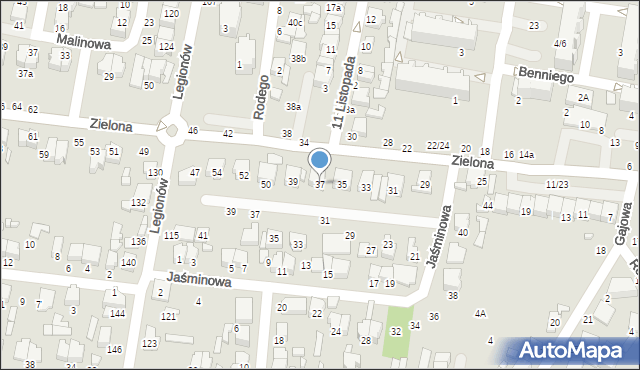 Tomaszów Mazowiecki, Zielona, 37, mapa Tomaszów Mazowiecki