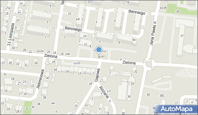 Tomaszów Mazowiecki, Zielona, 6, mapa Tomaszów Mazowiecki